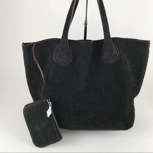 MZ Wallace black pebble suede tote bag